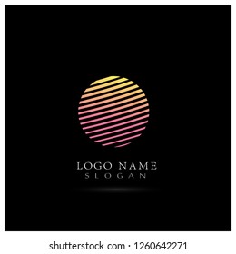 Circle Lines & Stripes Logo. Icon & Symbol Vector Template.