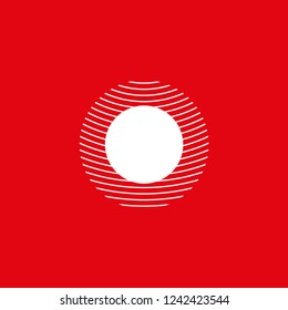 circle with lines that protrude red color background