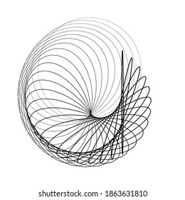 Circle lines .  Vector Illustration .Technology round Logo . Design Globe element . Abstract Geometric shape . Spirograph