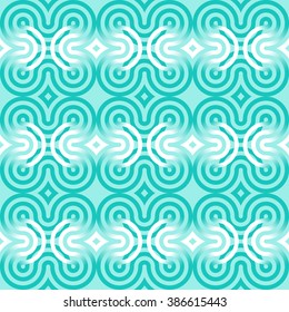 Circle lines vector seamless pattern, mint geometrical wallpaper. 