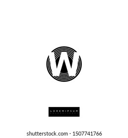 circle lines W logo letter simple design concept.