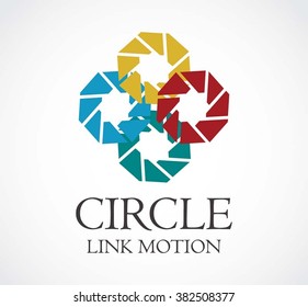 Circle link of colorful round motion abstract vector and logo design or template chain geometric business icon of company identity symbol concept