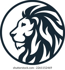 diseño de logotipo de cabeza de león circular