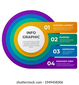 Circle List Infographic Element Template Vector, 4 Points, Options, Steps Diagram Layout.