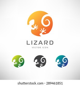 Circle Lizard Icon. Logo Design.