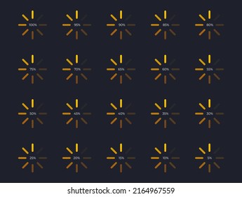 Circle loading icon set with gradient. Progress object. Process element.