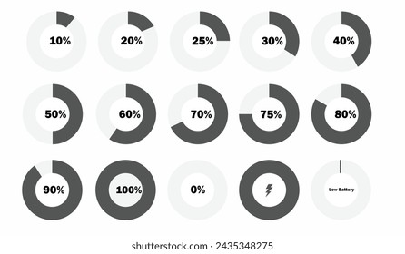 Circle loading and circle progress collection. Set of circle percentage diagrams