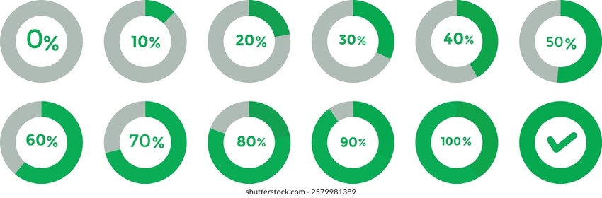 Circle loading and circle progress collection. Set of circle percentage diagrams for infographics 0 10 20 30 40 50 60 70 80 90 100 percent