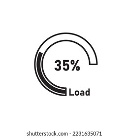 Circle loading and Progress icon circle diagrams load percentage vector 35% loading, Full load iconon white background. for web app banner logo design