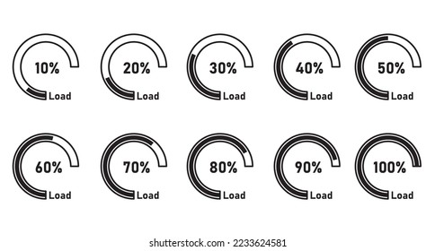 Circle loading and Progress icon circle diagrams load percentage vector on white background. for web app banner logo design