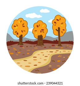 Circle locations, little landscape (autumn day in the woods)