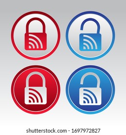 bloqueo de círculo y desbloqueo de icono inalámbrico conjunto vectorial de botones