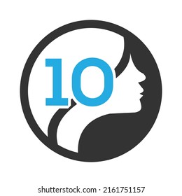 circle logo in the  1   Vector design template elements for your application or company identity.with weman circle
 letter Reverse icon . illustration can be used for web and mobile graphic design, lo