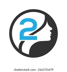 circle logo in the  2   Vector design template elements for your application or company identity.with weman circle
 letter Reverse icon . illustration can be used for web and mobile graphic design, lo