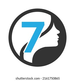 circle logo in the  7   Vector design template elements for your application or company identity.with weman circle
 letter Reverse icon . illustration can be used for web and mobile graphic design, lo