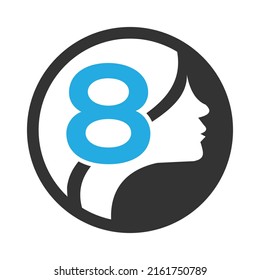 circle logo in the  8  Vector design template elements for your application or company identity.with weman circle
 letter Reverse icon . illustration can be used for web and mobile graphic design, lo