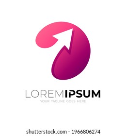 circle logo and arrow design combination, up logo template