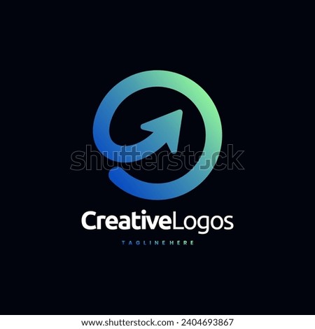 Circle Logo with arrow direction in line concept, financial logo or travel logo