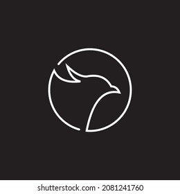 Circle Logo Bird image , Circle Line Bird Logo Design Template Image, Bird, Symbol, Sign PNG and Vector with Black Background