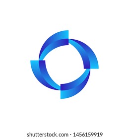Circle logo with blue color. Technology icon concept. Vector illustration