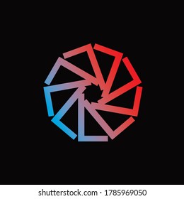 Construcción del logotipo de círculo por Nine L con gradiente rojo-azul