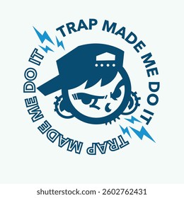 Circle Logo composition brand Cartoon geometric Character Design Rap hip hop Guy with Baseball cap 