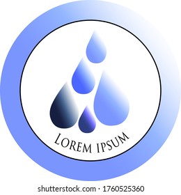 circle logo consisting of four small blue drops of different shades on a white background
