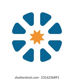 Circle logo consisting of several elements and a star in the center