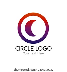 circle logo with a crescent shape in the middle for a company logo or symbol