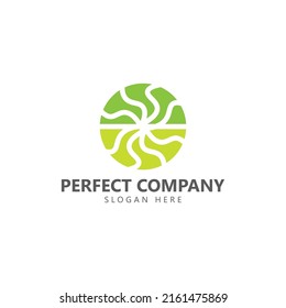 Circle logo with curvy vines resembled a tree and its root. Logo for environment, green movement, recycle, biodiversity, and climate change.