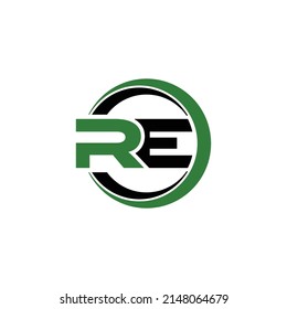 RE in circle logo design concept template. Initial based clean and minimal T Logo. Universal elegant luxury alphabet vector design