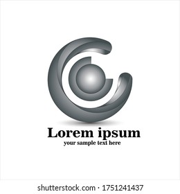 Circle logo design surrounded 3D ring truncated
