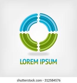 circle logo design template in blue and green colors. vector illustration - eps 10