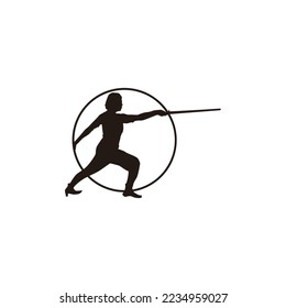 circle logo design of woman practicing kungfu	