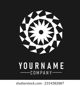 circle logo elegant vector abstract design round logotype template black white pattern modern flower sun