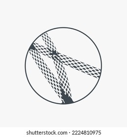 Circle logo emblem.Geometric style icon isolated on light background.Technology, deco design lines.Modern, web, tech, decorative concept.Abstract circular design illustration.