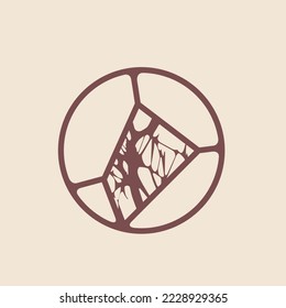 Circle logo emblem.Organic shapes icon isolated on light background.Nature design, beauty, spa symbol.Modern, decorative style concept.Abstract circular design illustration.