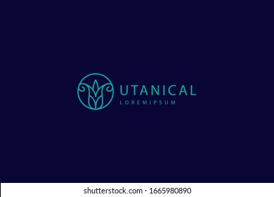 Circle logo for flowers. Modern brand line art icon for abstract flowers