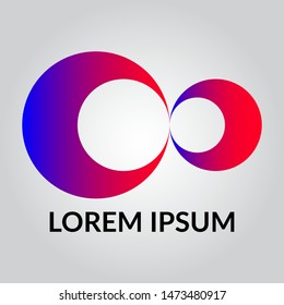 circle logo with gradations in blue and red