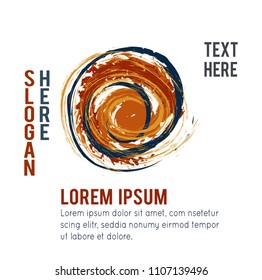 Circle logo icon. Blue and orange vintage vector logotype for social, web, media and other business company.