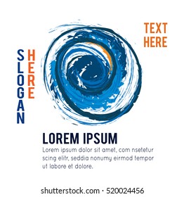 Circle logo icon. Blue and orange vintage vector logotype for social, web, media and other business company.