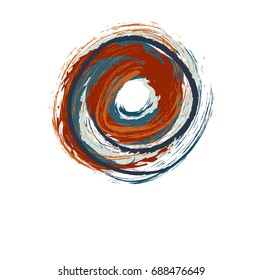 Circle logo icon. Blue and orange vintage vector logotype for social, web, media and other business company.