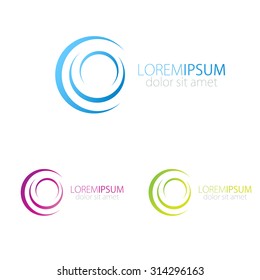 Circle logo icon. Blue, pink and green vector logotype for social, web, media and other business company.