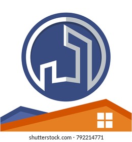 Circle logo icon for business development of construction services, with the initial of the letter J