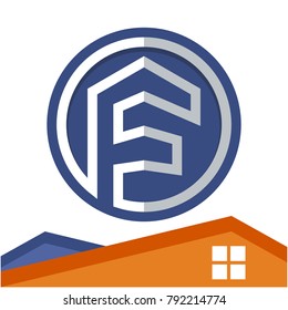Circle logo icon for business development of construction services, with the initial of the letter F
