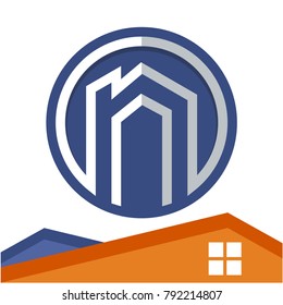 Circle logo icon for business development of construction services, with the initial of the letter N