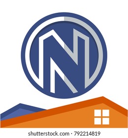 Circle logo icon for business development of construction services, with the initial of the letter N