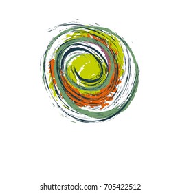 Circle logo icon. Green and orange vintage vector logotype for social, web, media and other business company.