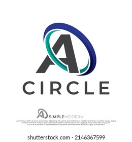 Circle A logo illustration, abstract circle swirl logo design elements. Origami paper flat style