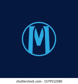 Circle logo initial letter M for business company or brand product
